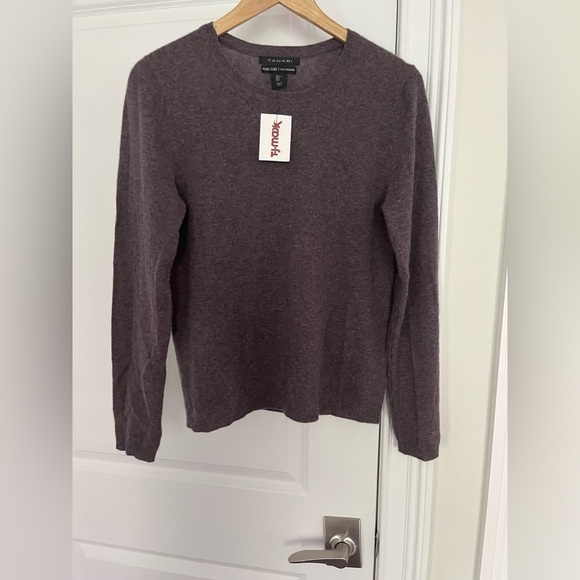Tahari Pure Luxe 100% cashmere crewneck sweater Sz. L NWT - Picture 1 of 4